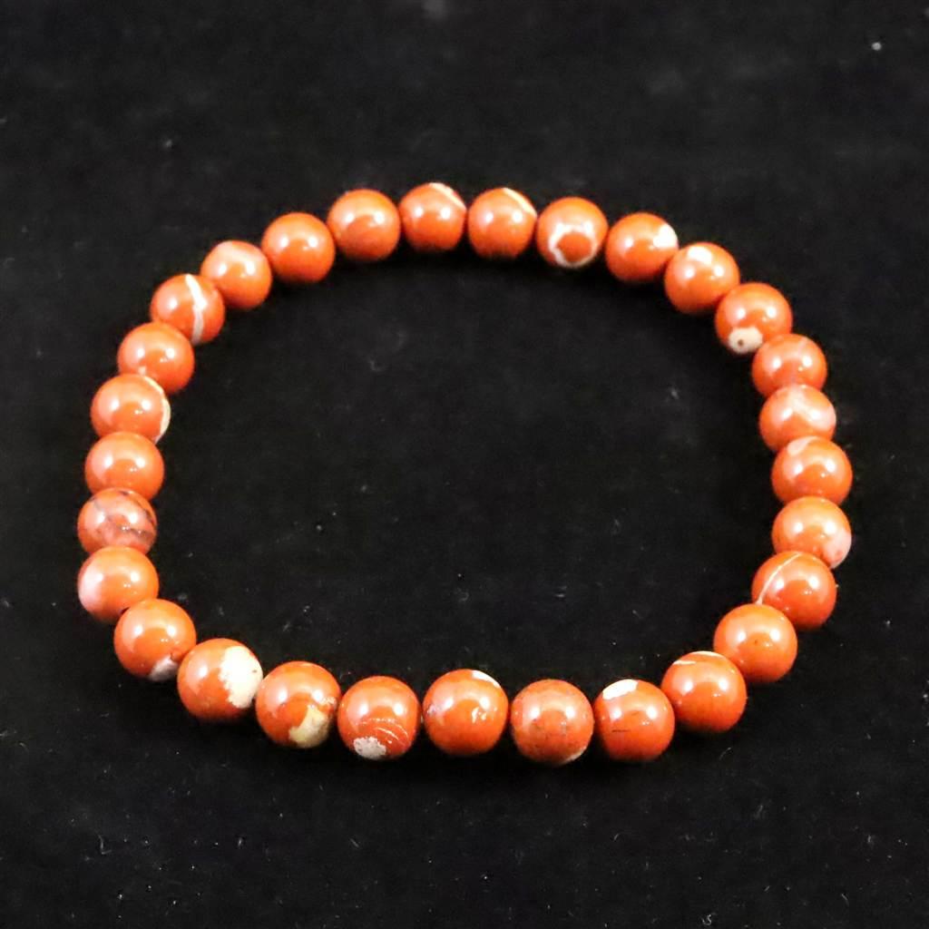 佐渡 赤玉石 山梨研磨 6.5mmブレスレット 13.8g #97798 | 2枚目