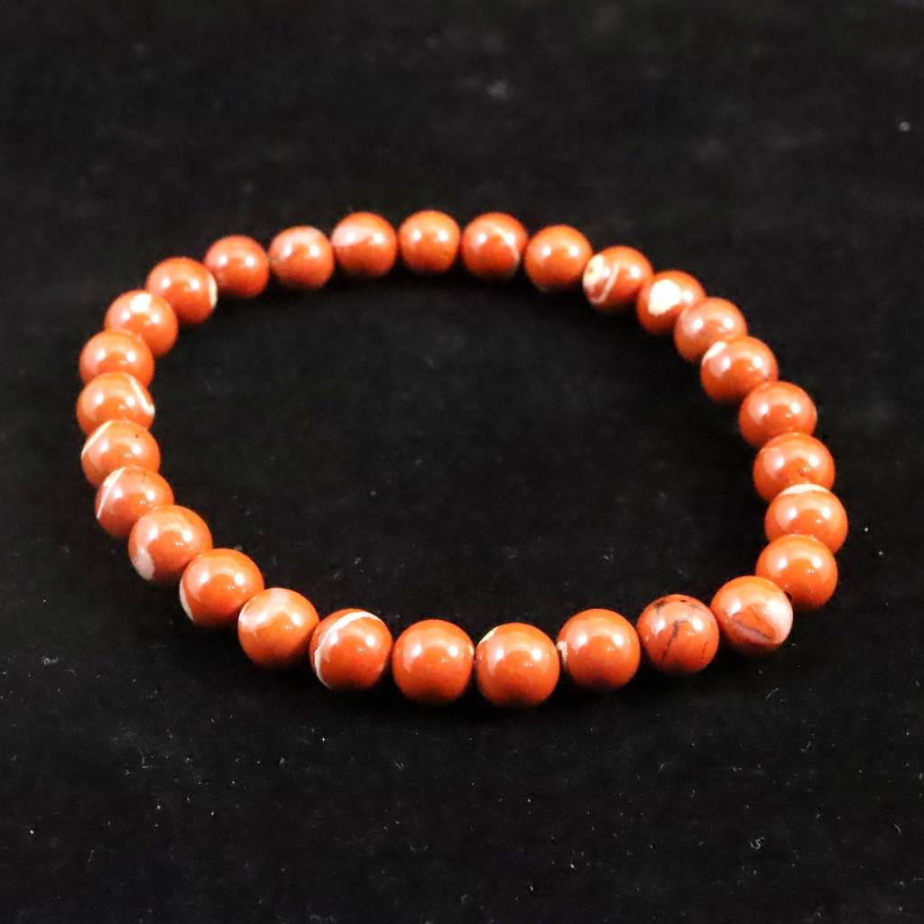 佐渡 赤玉石 山梨研磨 6.5mmブレスレット 13.8g #97798 | 4枚目