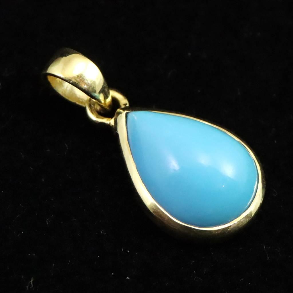 アリゾナ産キングマン鉱山産ターコイズ 16mmペアシェイプ ペンダント 2.25g #92297 | 2枚目