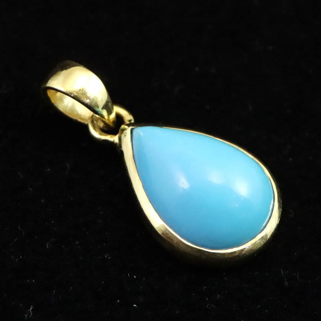 アリゾナ産キングマン鉱山産ターコイズ 16mmペアシェイプ ペンダント 2.25g #92297 | 3枚目