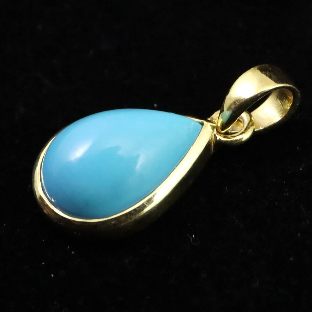 アリゾナ産キングマン鉱山産ターコイズ 16mmペアシェイプ ペンダント 2.25g #92297 | 4枚目