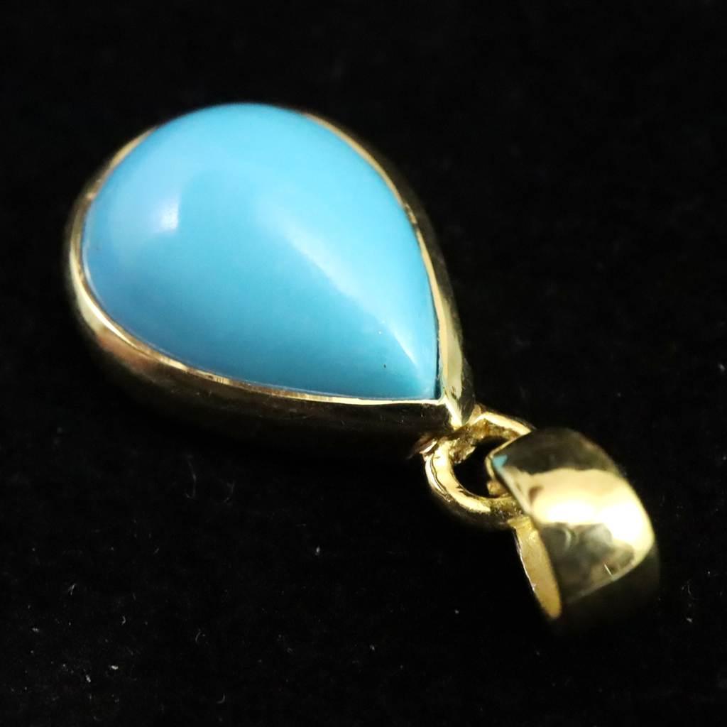 アリゾナ産キングマン鉱山産ターコイズ 16mmペアシェイプ ペンダント 2.25g #92297 | 5枚目