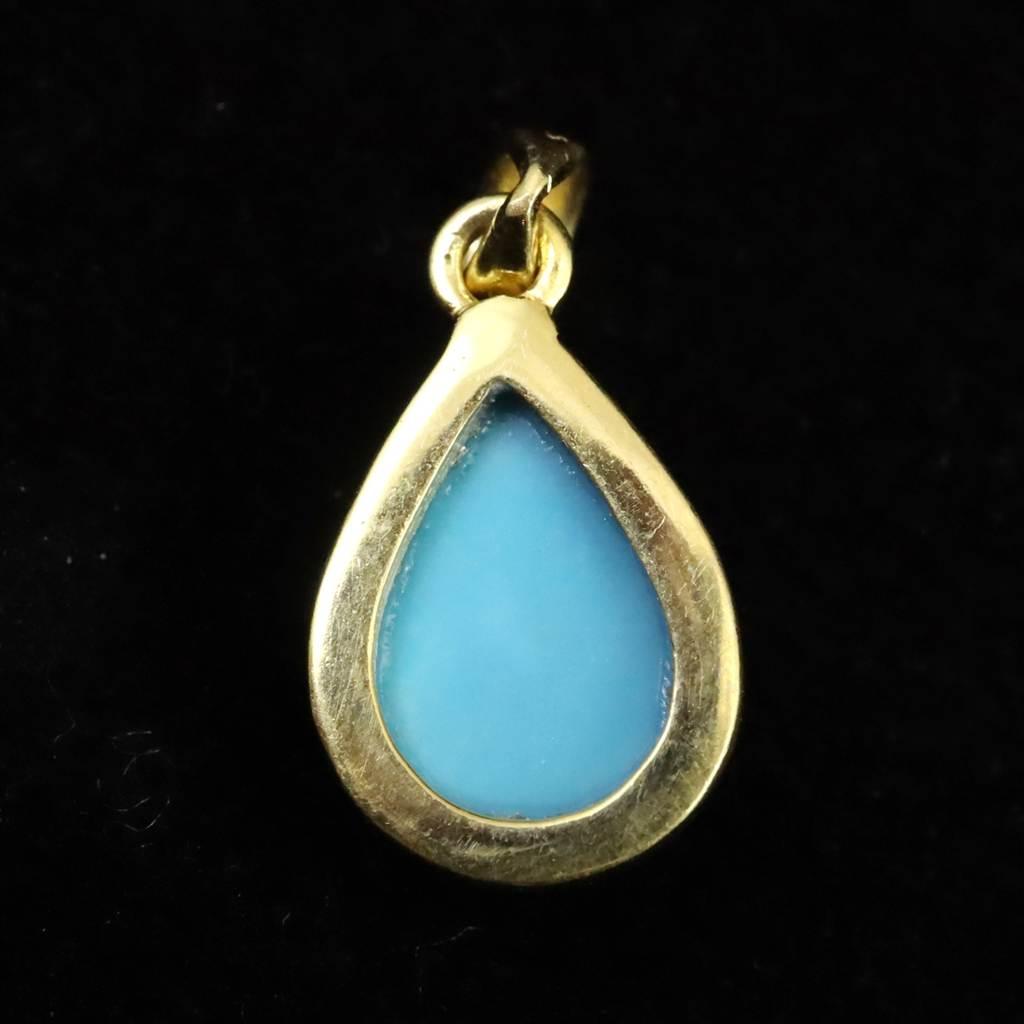 アリゾナ産キングマン鉱山産ターコイズ 16mmペアシェイプ ペンダント 2.25g #92297 | 6枚目