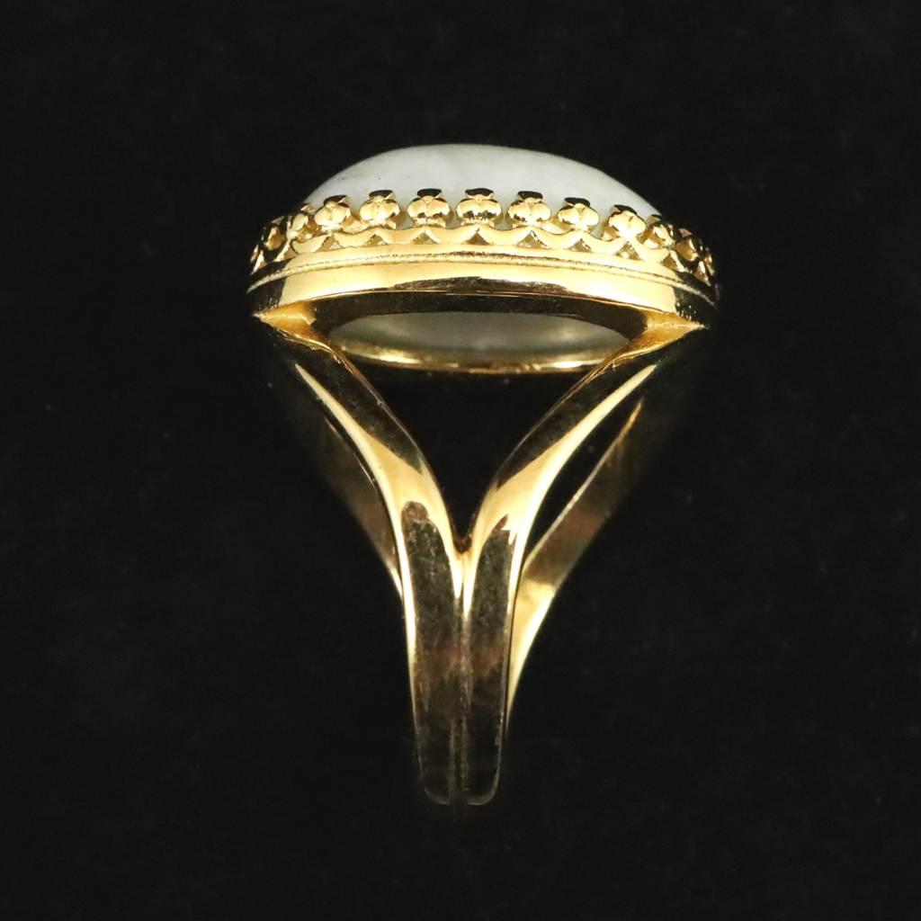 糸魚川翡翠 ヒスイ 20mmオーバル リング フリーサイズ 18KGP 8.0g #60744 | 6枚目