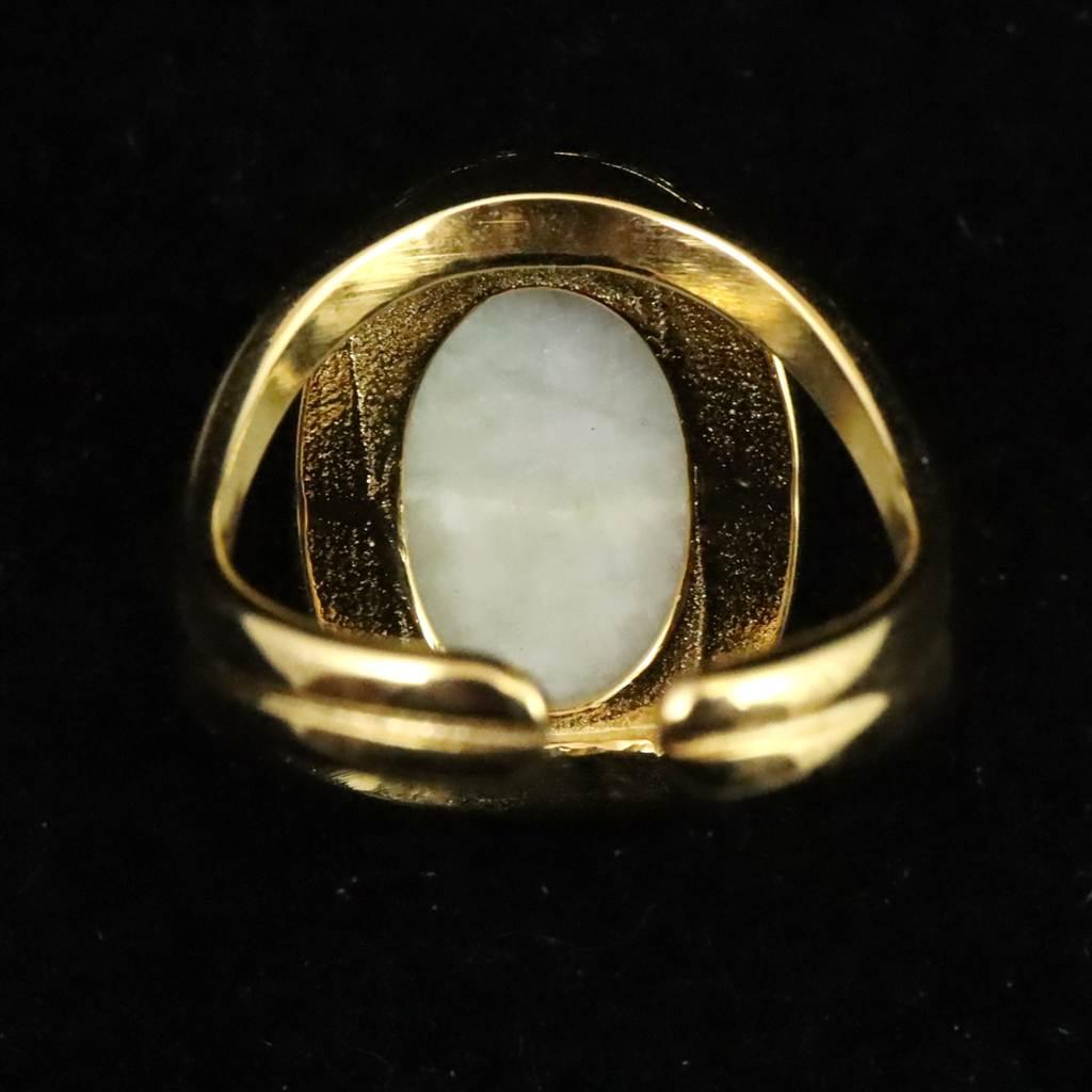 糸魚川翡翠 ヒスイ 20mmオーバル リング フリーサイズ 18KGP 8.0g #60744 | 7枚目