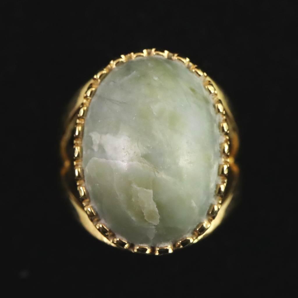 糸魚川翡翠 ヒスイ 20mmオーバル リング フリーサイズ 18KGP 8.0g #70600 | 2枚目