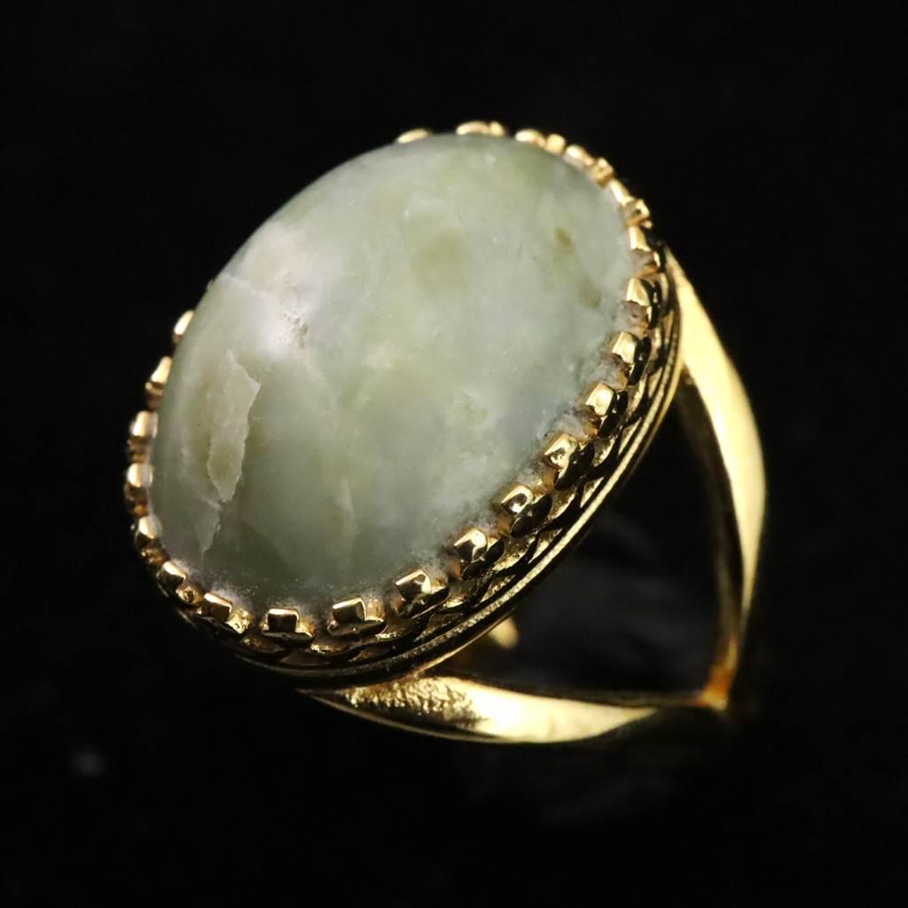 糸魚川翡翠 ヒスイ 20mmオーバル リング フリーサイズ 18KGP 8.0g #70600 | 3枚目