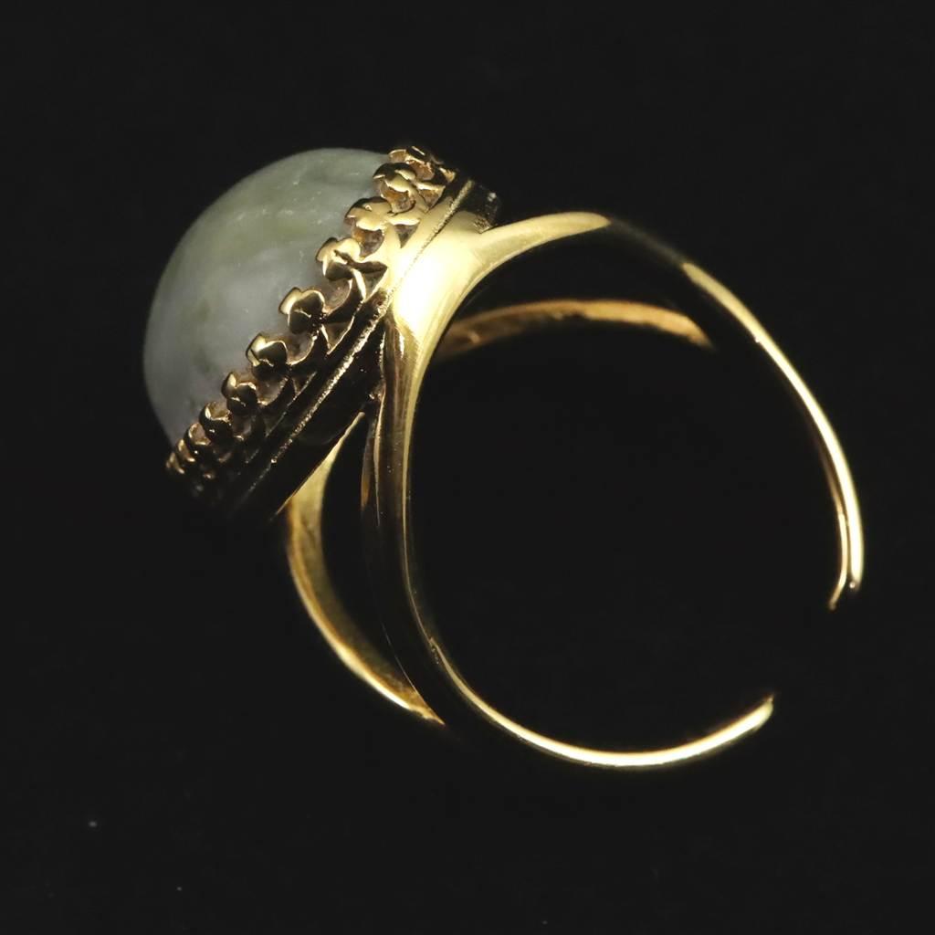 糸魚川翡翠 ヒスイ 20mmオーバル リング フリーサイズ 18KGP 8.0g #70600 | 5枚目