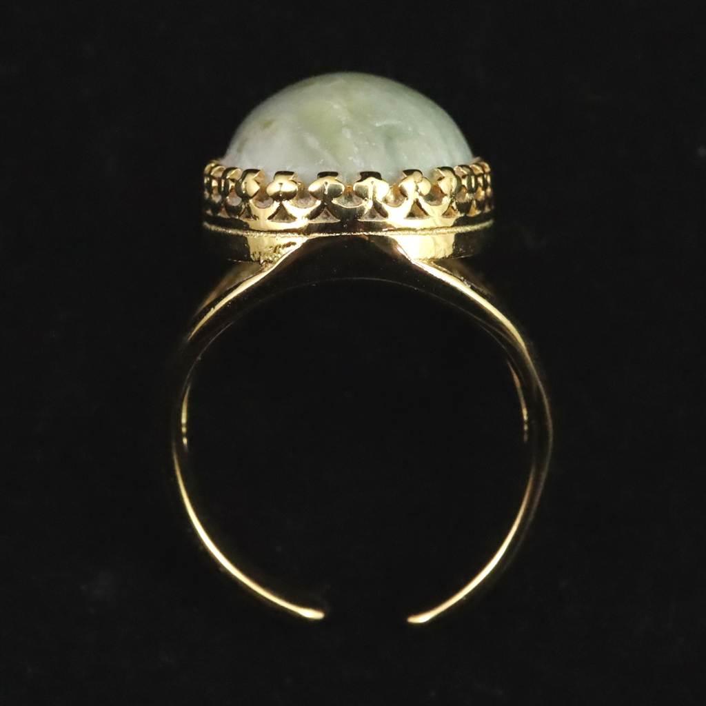 糸魚川翡翠 ヒスイ 20mmオーバル リング フリーサイズ 18KGP 8.0g #70600 | 7枚目