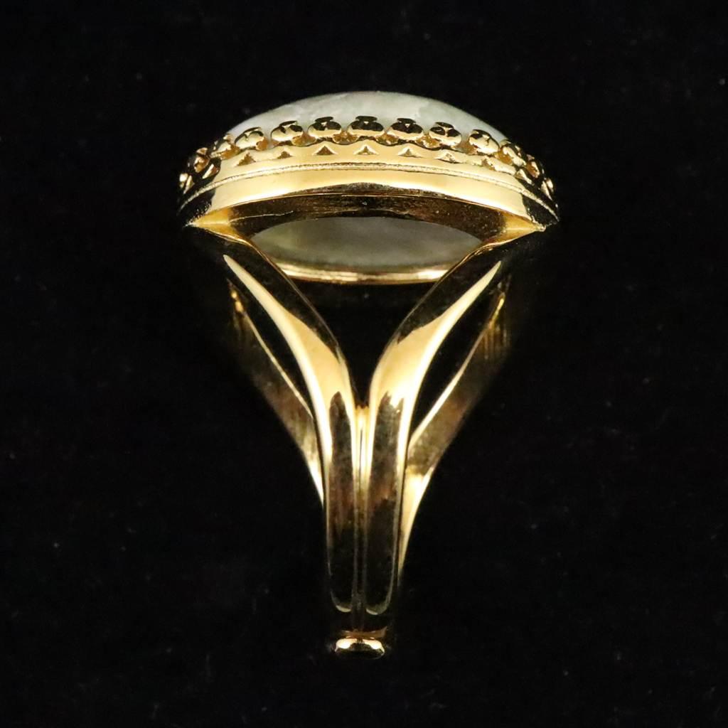 糸魚川翡翠 ヒスイ 20mmオーバル リング フリーサイズ 18KGP 7.4g #58114 | 4枚目