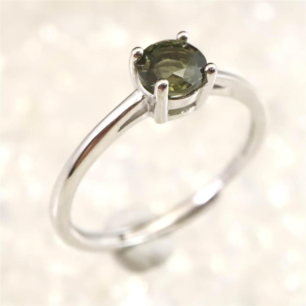 モルダバイト 5mmラウンドカット リング フリーサイズ type.E #23271 | 4枚目