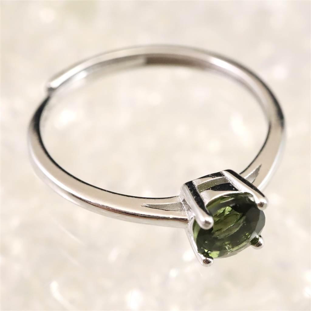 モルダバイト 5mmラウンドカット リング フリーサイズ type.B #80928 | 4枚目