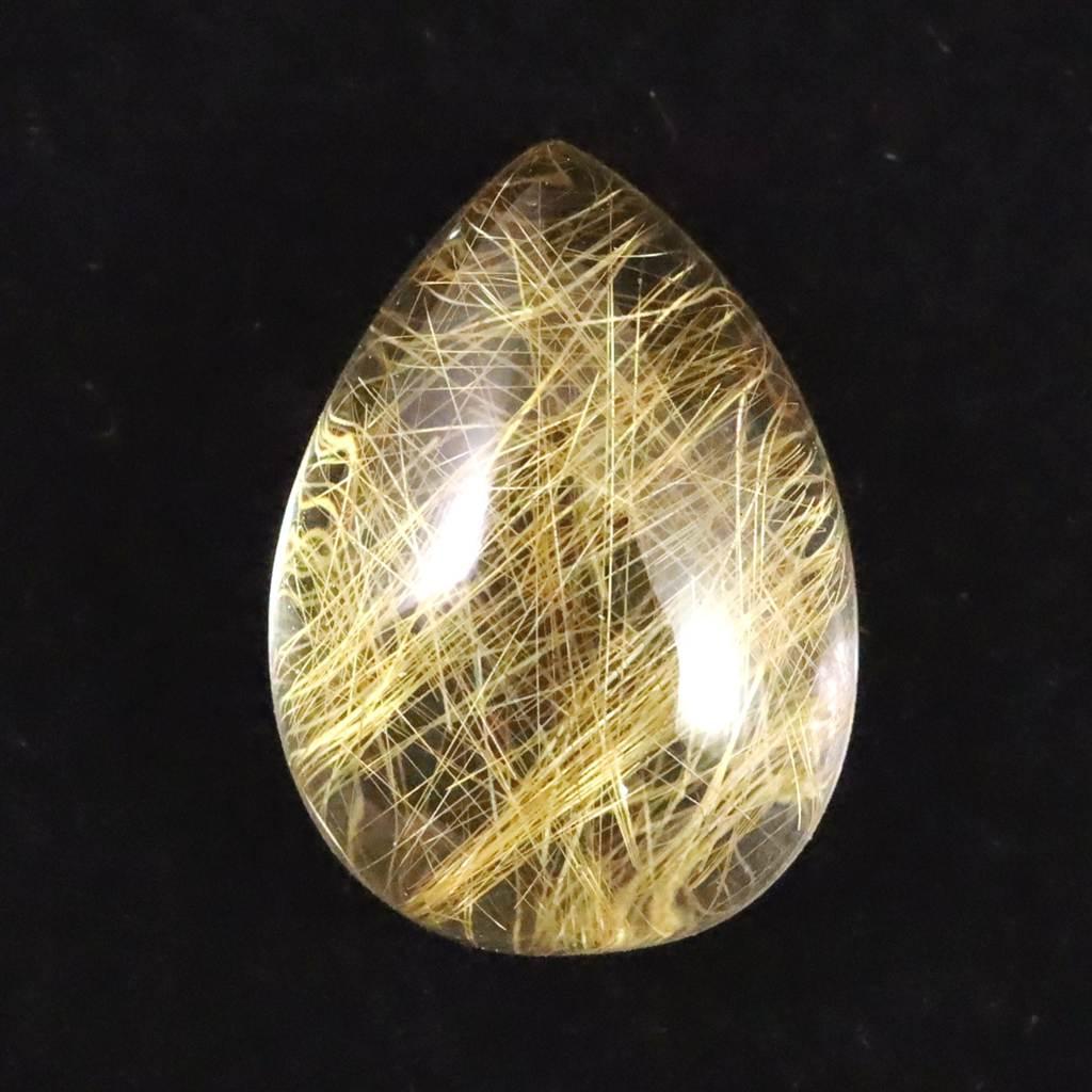 ヒマラヤ マニハール産 ゴールドルチル入り 水晶 ティアドロップ型 ルース 12.8ct #551791枚目の画像