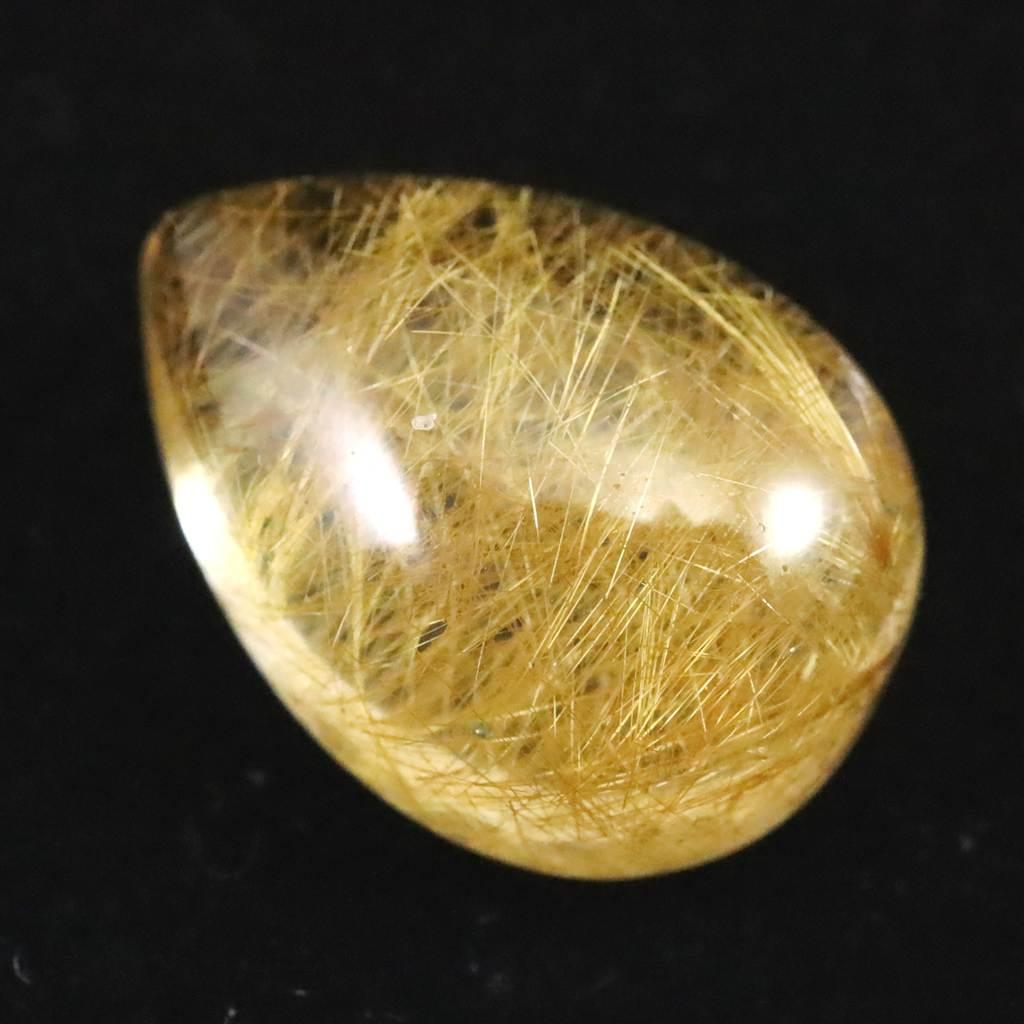 ヒマラヤ マニハール産 ゴールドルチル入り 水晶 ティアドロップ型 ルース 11.7ct #43448 | 2枚目