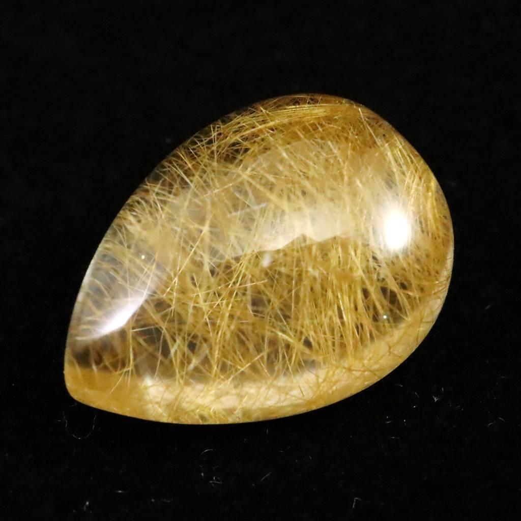 ヒマラヤ マニハール産 ゴールドルチル入り 水晶 ティアドロップ型 ルース 11.7ct #43448 | 3枚目