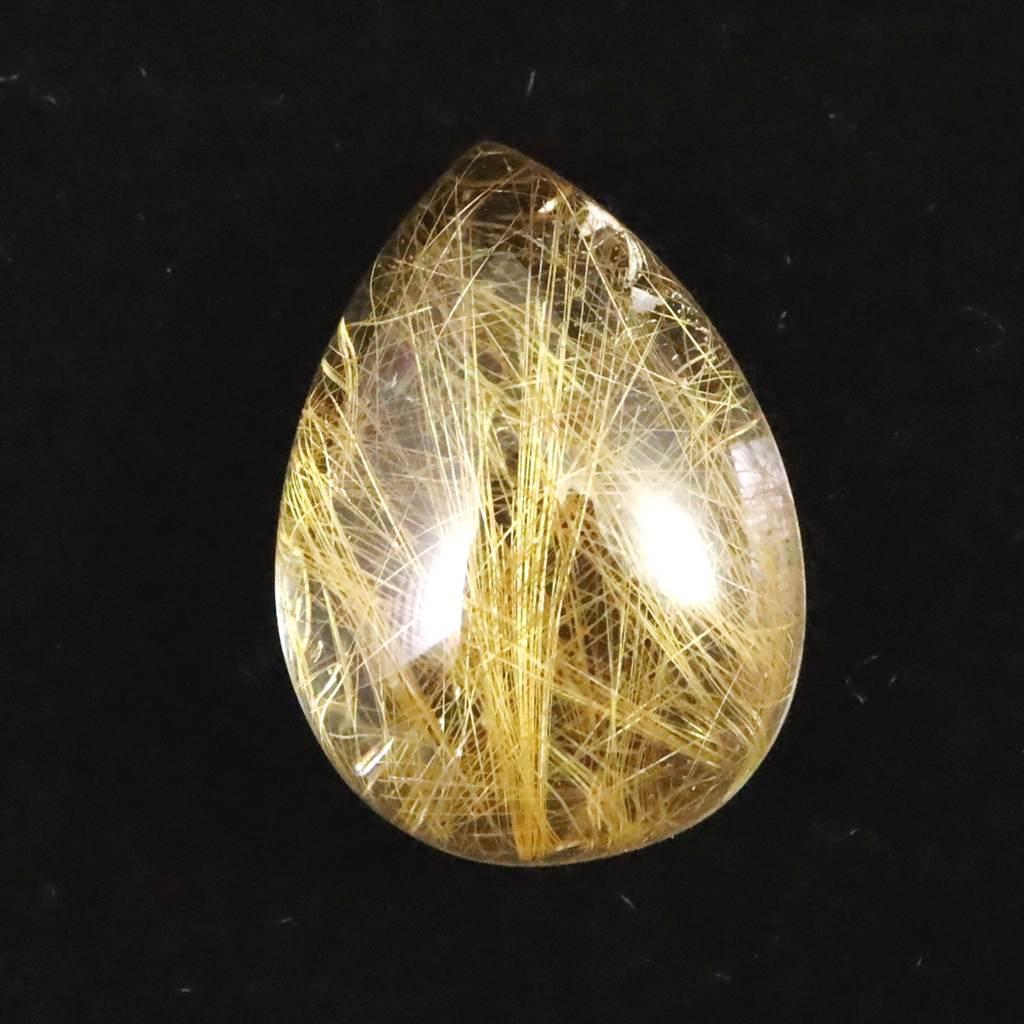 ヒマラヤ マニハール産 ゴールドルチル入り 水晶 ティアドロップ型 ルース 11.3ct #446401枚目の画像