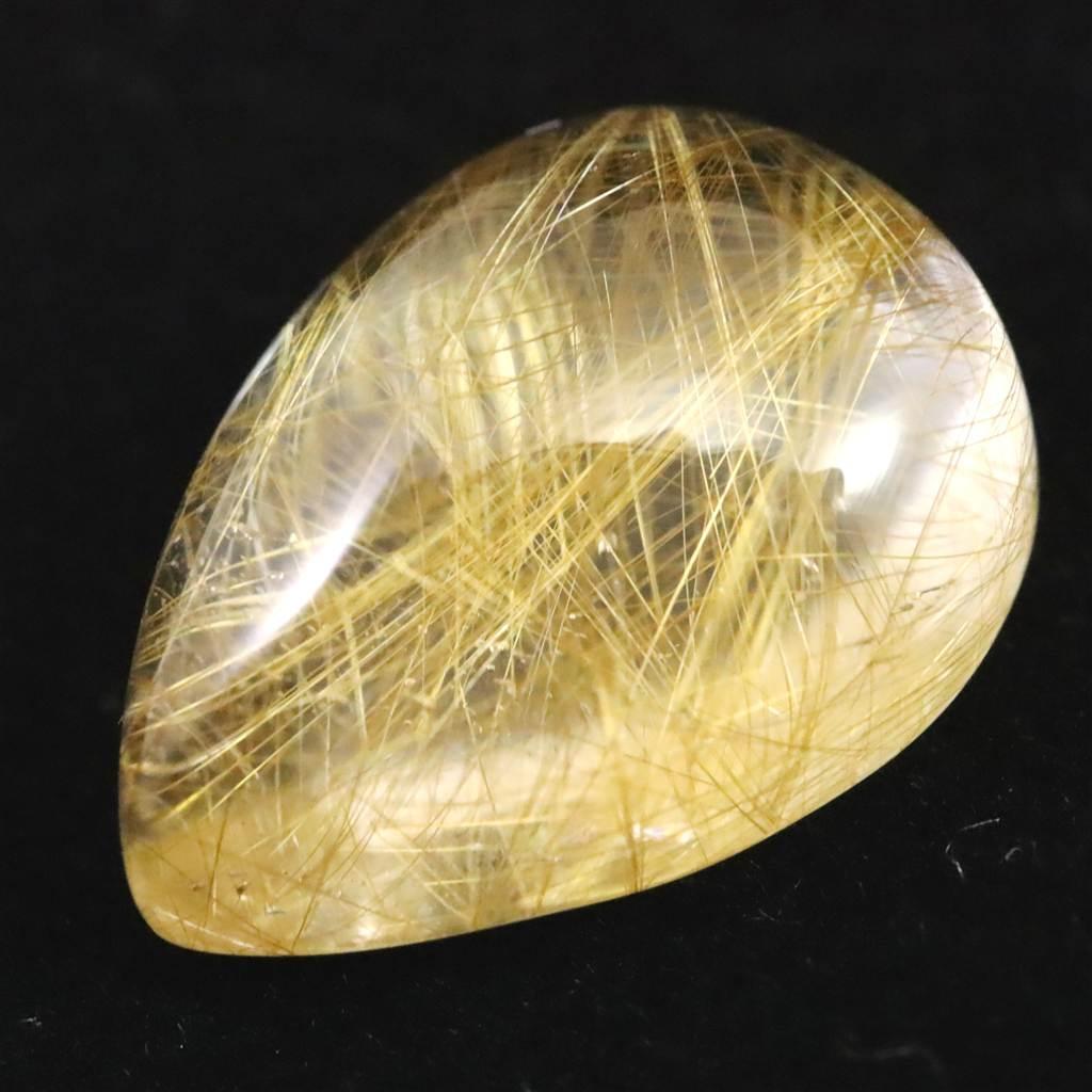 ヒマラヤ マニハール産 ゴールドルチル入り 水晶 ティアドロップ型 ルース 11.3ct #44640 | 5枚目