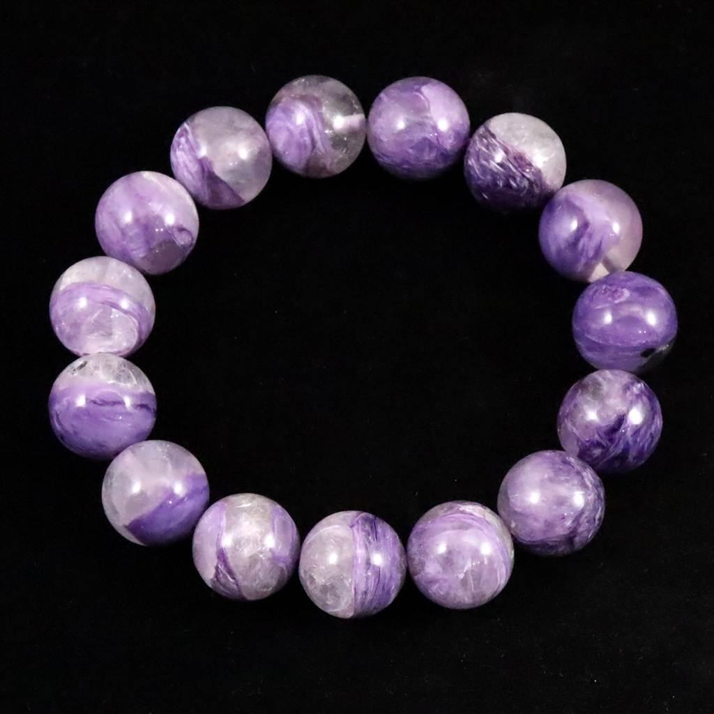 ロシア産 チャロアイト エンジェルシリカ 13.5mmブレスレット 55.4g #210711枚目の画像