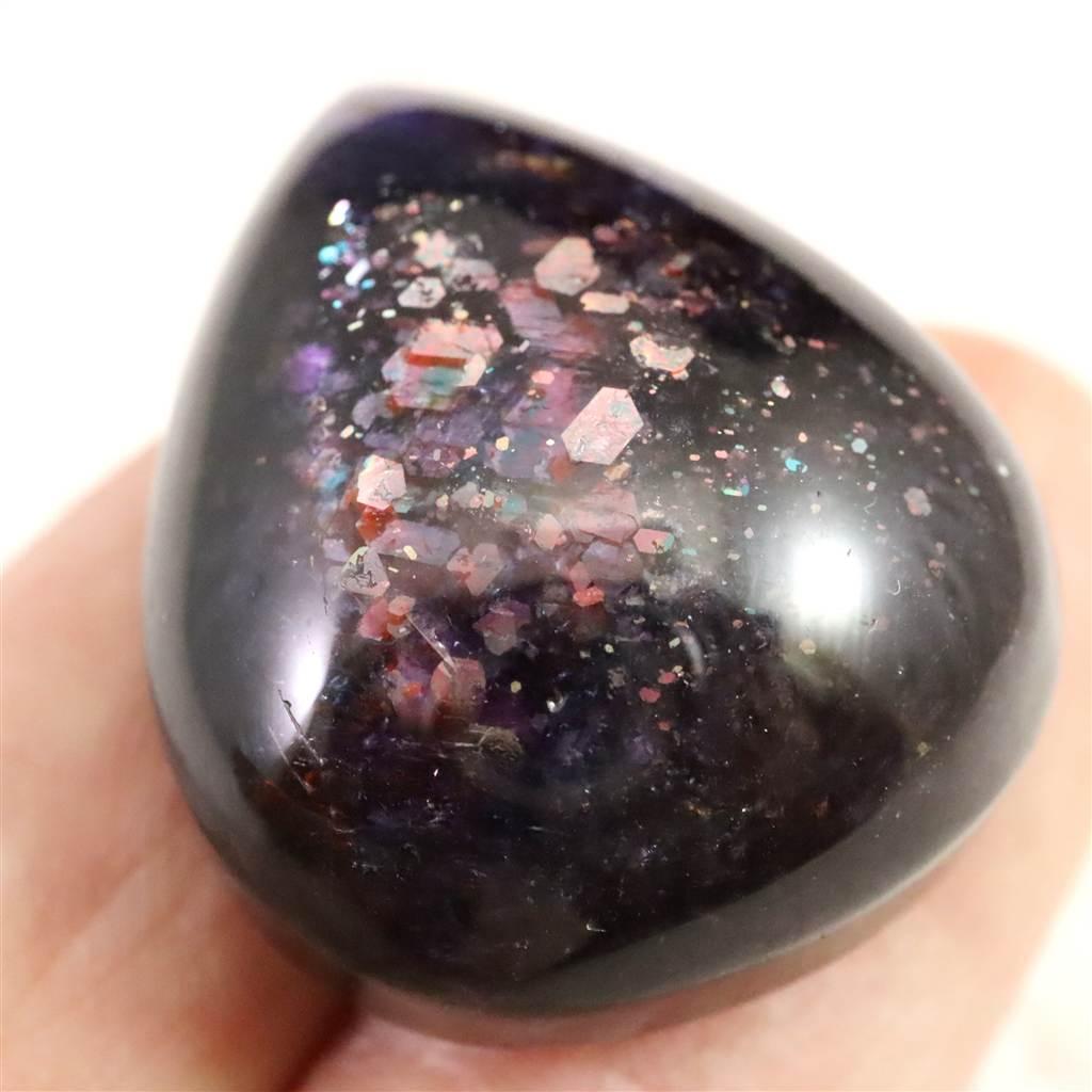 ブラッドショット アイオライトサンストーン26mmドロップ カボション 9.4g #24076 | 6枚目