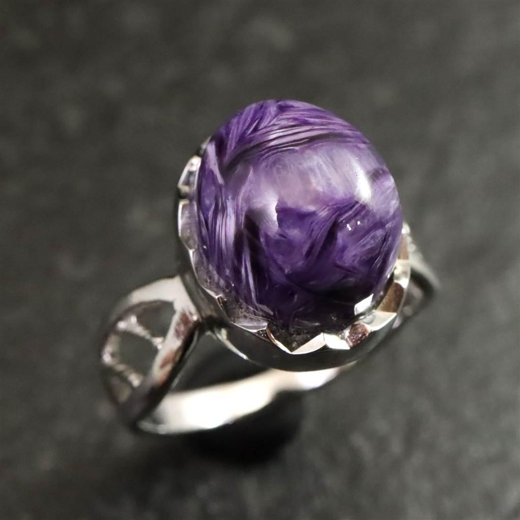 チャロアイト 12X10mmオーバル リング 15号 3.7g #11791 | 2枚目