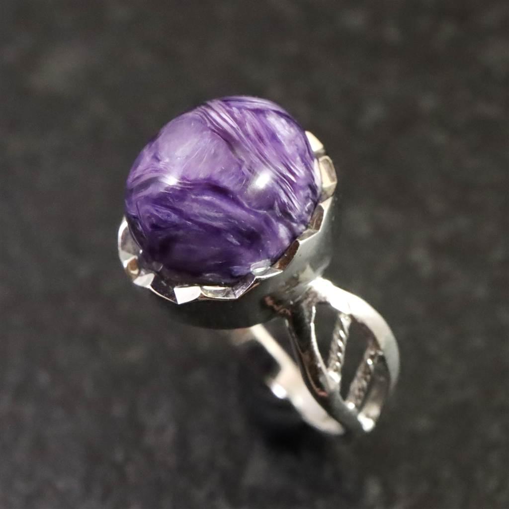 チャロアイト 12X10mmオーバル リング 15号 3.7g #11791 | 3枚目