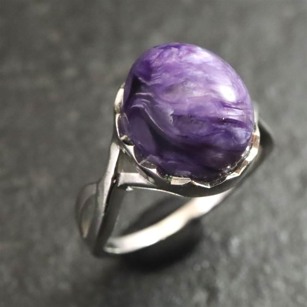 チャロアイト 12X10mmオーバル リング 14号 3.7g #84199 | 2枚目