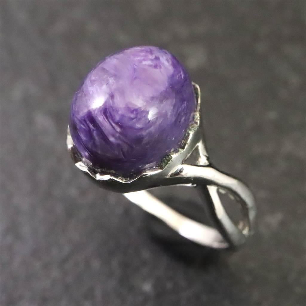 チャロアイト 12X10mmオーバル リング 14号 3.7g #84199 | 3枚目